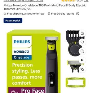 Philips OneBlade 360 Pro Hybrid Trimmer - Black and Lime